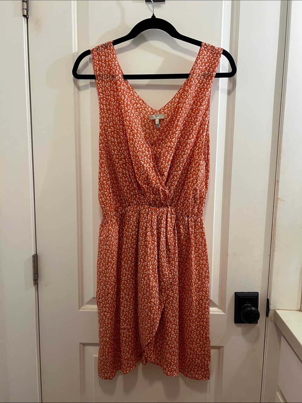Joie Orange Floral Sleeveless V-Neck Mini Dress 100% silk